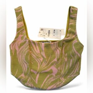 Zara Green/Pink Crop‎ Top New With Tags Women's Size Small